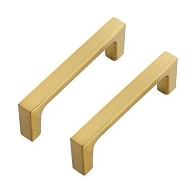 Ravinte 10 Pack Solid 3 Inch Kitchen Square Cabinet Handles Brushed Brass Drawer Pulls Kitchen Cabinet Hardware Handles