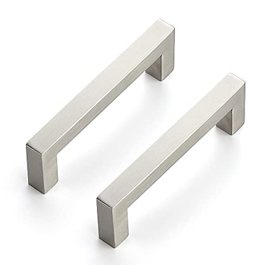 Ravinte 32 Pack 4 Inch Kitchen Square Cabinet Handles Satin Nickel Pulls Brushed Nickel Kitchen Cabinet Hardware Handles for Cupboard Drawer Pulls