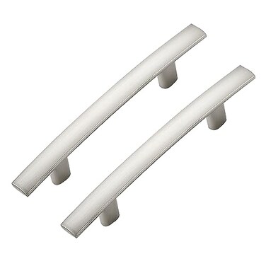 Ravinte Decor 5 Pack Cabinet Handles 3 Hole Center Curved Cabinet Pulls Brushed Nickel Drawer Pulls for Kitchen Cupboard Solid Hardware for Dresser Drawer Arch Hardware