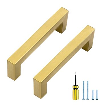 Ravinte Gold Cabinet Pulls Brushed Brass Kitchen Cabinet Handles Come with Screwdriver 334 in Hole Center 30 Pack