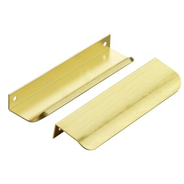 Ravinte Hardware 10 Pack Gold Cabinet Handles 59 Inch 150mm Finger Edge Pulls 5 Inch Hole Center Finger Pulls for Cabinets