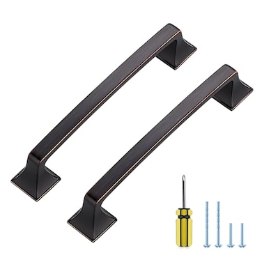 Ravinte Hardware 10 Pack Kitchen Cabinet Handles 5 Inch Hole Center Oil Rubbed Bronze Cabinet Pulls Solid Drawer Pulls for Kitchen Cabinet Door Handles Arch Dresser Handles for Cabinets and Drawers
