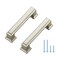 Ravinte Hardware 5 Pack Brushed Nickel Cabinet Pulls 3 Inch 76mm Hole Center Zinc Alloy Drawer Handles for Kitchen Cabinets Cupboards Dressers Square Solid Metal Hardware