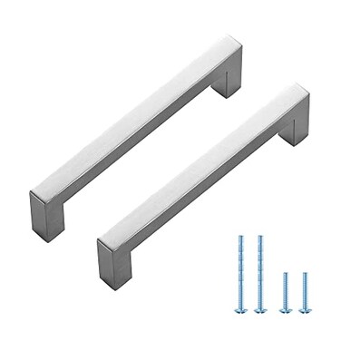 Ravinte Square Cabinet Pulls 5 Inch Kitchen Cabinet Handles Brushed Nickel Modern Hardware for Kitchen Cabinets 3 Pack