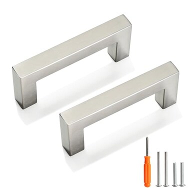 Redunest Cabinet Pulls Brushed Nickel Cabinet Handles Square Drawer Pulls 5 Pack 3 Inch Stainless Steel Kitchen Door Cupboard Cabinet Handles Cabinet Hardware Drawer Handles 76mm Hole Centers