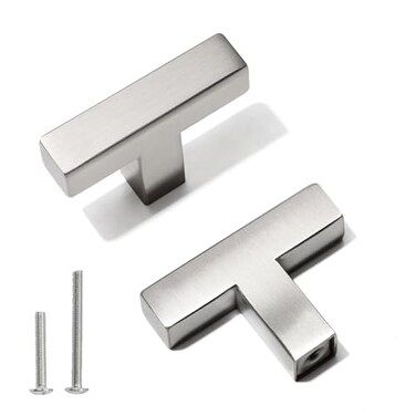 Redunest Cabinet Pulls Single Hole Cabinet Handles 10 Pack Square Brushed Nickel Bar Cabinet Pulls Drawer Cabinet Knobs Cupboard Hardware Cabinet Handles Stainless Steel Single Hole Cabinet Knobs