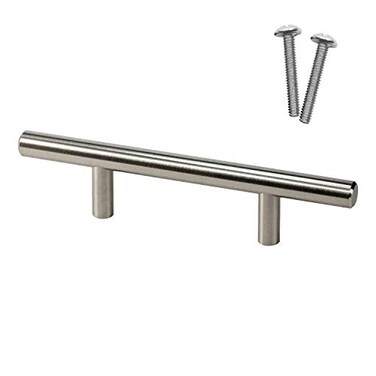 Rok 5 Pack Hardware Solid Steel Brushed Nickel Euro Style Handle 3 762mm Hole Centers 6 1524mm Overall Length Bar Pull for Cupboard Drawer Kitchen Cabinet Door P9311876BN
