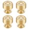RZDEAL Solid Brass Cabinet Knobs Pulls 4Pack Gold Modern Kitchen Hardware1Inch Diameter Easy to Install Ideal for Cabinets Drawers Dressers Cupboard Brushed Brass Finish