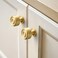 RZDEAL Solid Brass Cabinet Knobs Pulls 4Pack Gold Modern Kitchen Hardware1Inch Diameter Easy to Install Ideal for Cabinets Drawers Dressers Cupboard Brushed Brass Finish