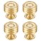 RZDEAL Solid Brass Cabinet Knobs Pulls 4Pack Gold Modern Kitchen Hardware1Inch Diameter Easy to Install Ideal for Cabinets Drawers Dressers Cupboard Brushed Brass Finish