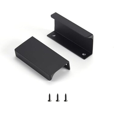 Satanga Edge Black Finger Pull for cabinets Kitchen Concealed Drawer pulls Aluminum Flat Hidden Back Mount Door Handle for Home 10Pack Modern 212 Hole Center Easy Installation