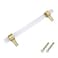 Savagrow 2pcs Brushed Brass Acrylic Cabinet Pulls 5 Hole Center Clear Household Office Tbar Drawer Pulls Handles