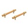 Savagrow 2pcs Solid Wood Drawer Pulls 5 Hole Center Brass Beech Wood Pull Handle for Wardrobe Cabinet Hardware