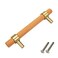 Savagrow 2pcs Solid Wood Drawer Pulls 5 Hole Center Brass Beech Wood Pull Handle for Wardrobe Cabinet Hardware
