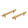 Savagrow 2pcs Solid Wood Drawer Pulls 5 Hole Center Brass Beech Wood Pull Handle for Wardrobe Cabinet Hardware