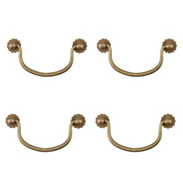 Savagrow 4Pcs Vintage Bail Pulls Brass Drawer Pull 417 Inch Drop Bail Pull Handle for Cabinet Closet Dresser Bronze