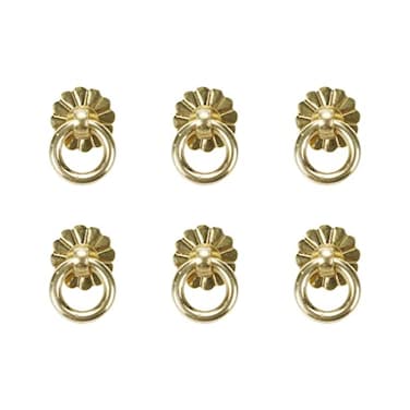 Savagrow 6pcs Antique Brass Drop Ring Pulls Vintage Round Dresser Pull Ring Gold Ring Drawer Pulls