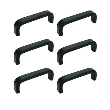 Savagrow 6Pcs Simple 25 Hole Center Pulls Cabinet Pulls Handles Metal Handles for Drawer Cupboard with Screws Matte Black