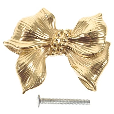 SEWOART Antique Brass Bow Cabinet Pull 216 Inch Single Hole Drawer Handle for Dresser Wardrobe Cupboard Furniture Hardware