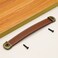 Sinyiol Leather Drawer Pulls with Iron Sheet Enhanced Bearing Capacity 6pcs Cabinet Pulls Wooden Box Pulls Gift Box Leather Pulls Handle with Tapping Screws Hole Distance 63 6Pack RedBrown