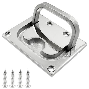 suiwotin 1pc Flush Ring Pull Handle Stainless Steel Boat Hatch Handle Flush Mount with Lifting Ring Square Recessed Pull Handle for Furniture Cabinets Dresser Drawer 3 L x 22 W