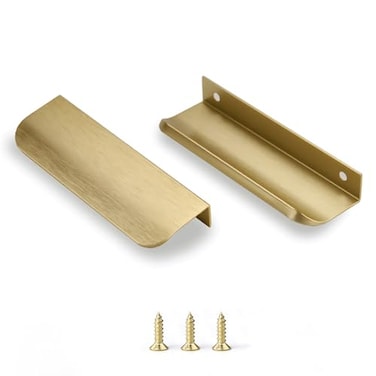 sunlithor Edge Finger Tab Pull for Cabinets Hardware Closet Pulls Square Bar Pulls Drawer 5Pack Easy to Install 6inch 150mm Brushed Brass