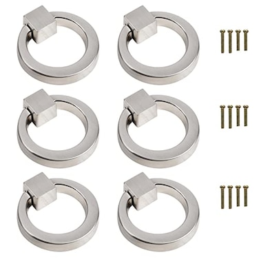 Svaitend Zinc Alloy Ring Drawer Pulls6 Pcs Cabinet Handles Dresser Knobs Furniture Handlesfor CabinetsDrawersWardrobe DoorsEtc Wire Drawing