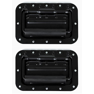 TCH Hardware 2 Pack Medium Spring Loaded Steel Recessed Handle Black with Padded Grip Case Chest Box