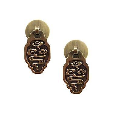 Tiazza 2Pcs Chinese Style Vintage Furniture Drawer Windows Thickened Brass Pulls Handle Jewelry Box Wardrobe Door Small Handle Antique Bronze