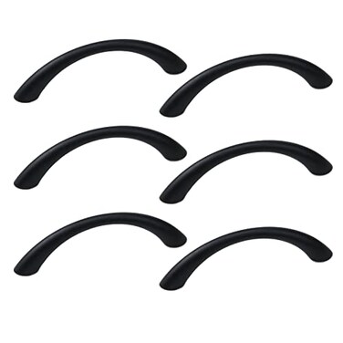 Tighall Tighal 6 Pack 212 Inch Hole Center Solid Arch Pulls Handles Bow Drawer Curved Drawer Pulls Dresser Handles Kitchen Cupboard Cabinet HandlesMatte Black2564MM