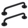 Tighall 2PCS Aluminum Alloy Matte Black Pipe Pull Handle Round Base Cabinet Handles with Screws for Bathroom Kitchen Office Drawer 5inch Hole Center