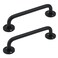 Tighall 2PCS Aluminum Alloy Matte Black Pipe Pull Handle Round Base Cabinet Handles with Screws for Bathroom Kitchen Office Drawer 5inch Hole Center