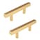 Tighall 2PCS Gold Square Drawer Handle Modern Cabinet Pulls Bar Ladder Pull Shower Glass Sliding Barn Door Handle Furniture Hardware 47 Length 25 Hole Center