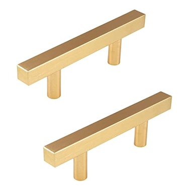 Tighall 2PCS Gold Square Drawer Handle Modern Cabinet Pulls Bar Ladder Pull Shower Glass Sliding Barn Door Handle Furniture Hardware 47 Length 25 Hole Center