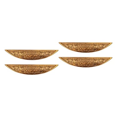 Tighall Half Moon Drawer Cabinet Pulls Drawer Pulls Retro Dresser Handles 38 Hole Distance with Engraved Pattern Kitchen Handles Antique Cupboard Door Handles Brown4pcs