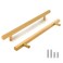 TooCust 2 Pack Brushed Brass Kitchen Cabinet Handles Cabinet Pulls with 614 Inch 160mm Hole Centers Gold Dresser Handle with Brushed Finish Modern Furniture Drawer Knobs