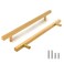 TooCust 2 Pack Brushed Brass Kitchen Cabinet Handles Cabinet Pulls with 614 Inch 160mm Hole Centers Gold Dresser Handle with Brushed Finish Modern Furniture Drawer Knobs