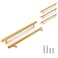 TooCust 5 Pack Brushed Brass Kitchen Cabinet Handles Cabinet Pulls with 845 Inch 224mm Hole Centers Gold Dresser Handle with Brushed Brass Finish Modern Furniture Drawer Knobs