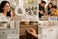 TRINCA-FERRO TRINCAFERRO Set of 6 Grey Ceramic Floral Cabinet Knobs Decorative Drawer Pull Handles for Kitchen Bedroom Bathroom Furniture Dresser Wardrobe Easy Installation