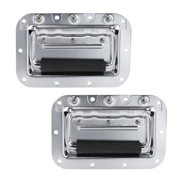 Tsnamay 634Inch Silver Spring Loaded Handle Heavy Duty Handle for Toolbox Chest Case with Rubber Grip Surface Mounted2 Pack