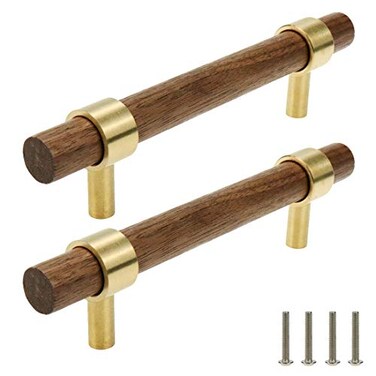 Tsnamay Drawer 551140mm Pulls Brass Walnut Kitchen Wardrobe Cabinet Hardware Pull Handle with Screw 2Pcs