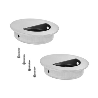 TTZEZE 2 Pack Closet Door Finger Pulls Hidden Concealed Recessed Sliding Door Pull Handle Stainless Steel Round Closet Knob Flush Finger Cabinet Pull Handles 50 x 12mm