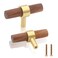Uenhoy 2 Pack Wood T Knobs Wood Cabinet Pulls Handles 23660mm Walnut Cabinet Pulls Gold Brass Base Single Hole Drawer Pulls