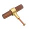 Uenhoy 2 Pack Wood T Knobs Wood Cabinet Pulls Handles 23660mm Walnut Cabinet Pulls Gold Brass Base Single Hole Drawer Pulls