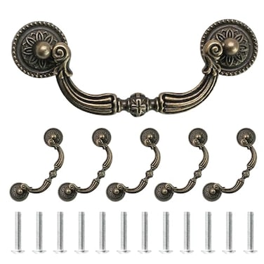 Uenhoy 4 Pack Bronze Bail Handle Drop Pulls 94mm37 Hole Center Vintage Drop Bail Pulls Antique Cabinet Drawer Pull Handles 476 Total Length