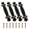VAKTOK Leather Handle Leather Trunk Handles Black Leather Handle for Handheld Replacement of Luggage Closets Cabinet doorknobs suitcases etc 4pcs
