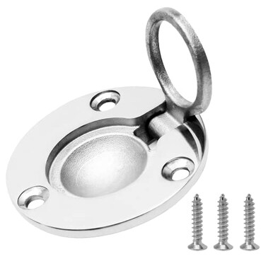 Waziaqoc Flush Pull Ring Round Ring Pull 316 Stainless Steel Recessed Pull Handle Round Boat Hatch Latch for Furniture Door