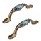 WDONAY 2 Pcs Cabinet Pulls Brushed Brass Ceramic Kitchen Drawer Pulls Vintage Waves Cabinet Handles 3 Hole Center Distancefor Kitchen Bathroom Bedroom