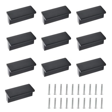 Wealrit 10 Pack Drawer Pulls 189 Inch Length T Shaped Cabinet Pulls Knobs for Dresser Drawer Rectangle Furniture Cabinet Handles Hole to Hole is 126 Black