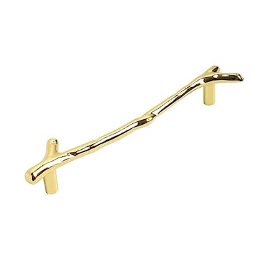 Wishtisy 2 Pack Gold Twig Pulls Branch Zinc Alloy Decorative Cabinet Wardrobe Furniture Door Drawer Knobs Pulls Handles Hardware 128mm Hole Centers